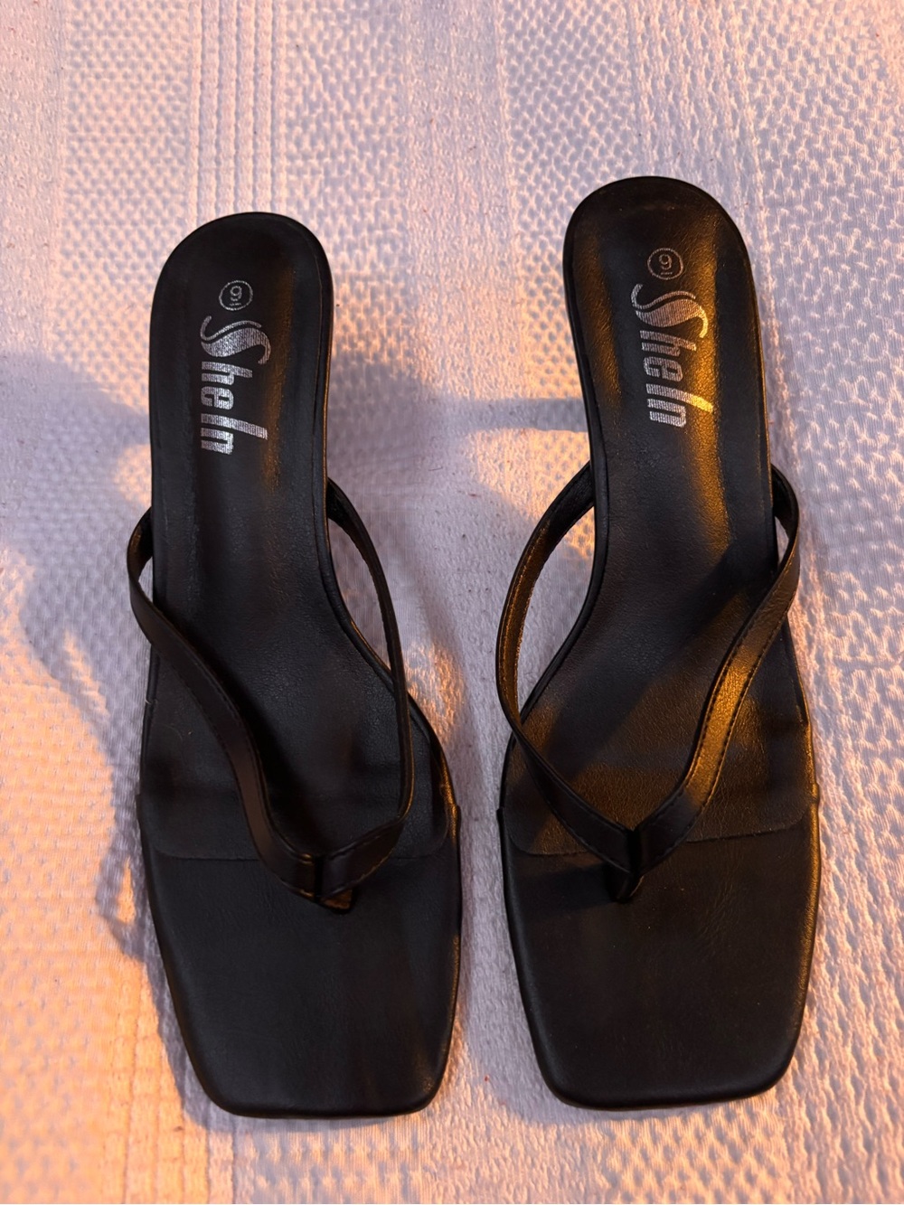 Black Women's Square-Toe Kitten Heels